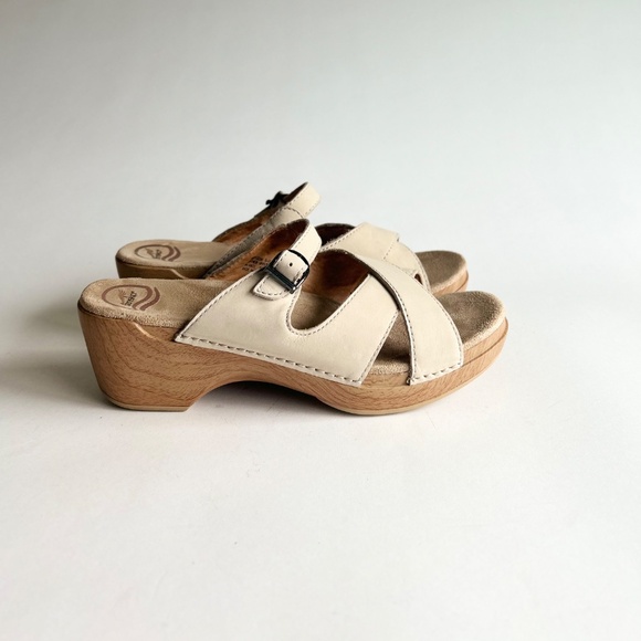 Dansko Beige Leather Adjustable Strap Clog Sandals size EUR 41, US 10.5 - Picture 2 of 14